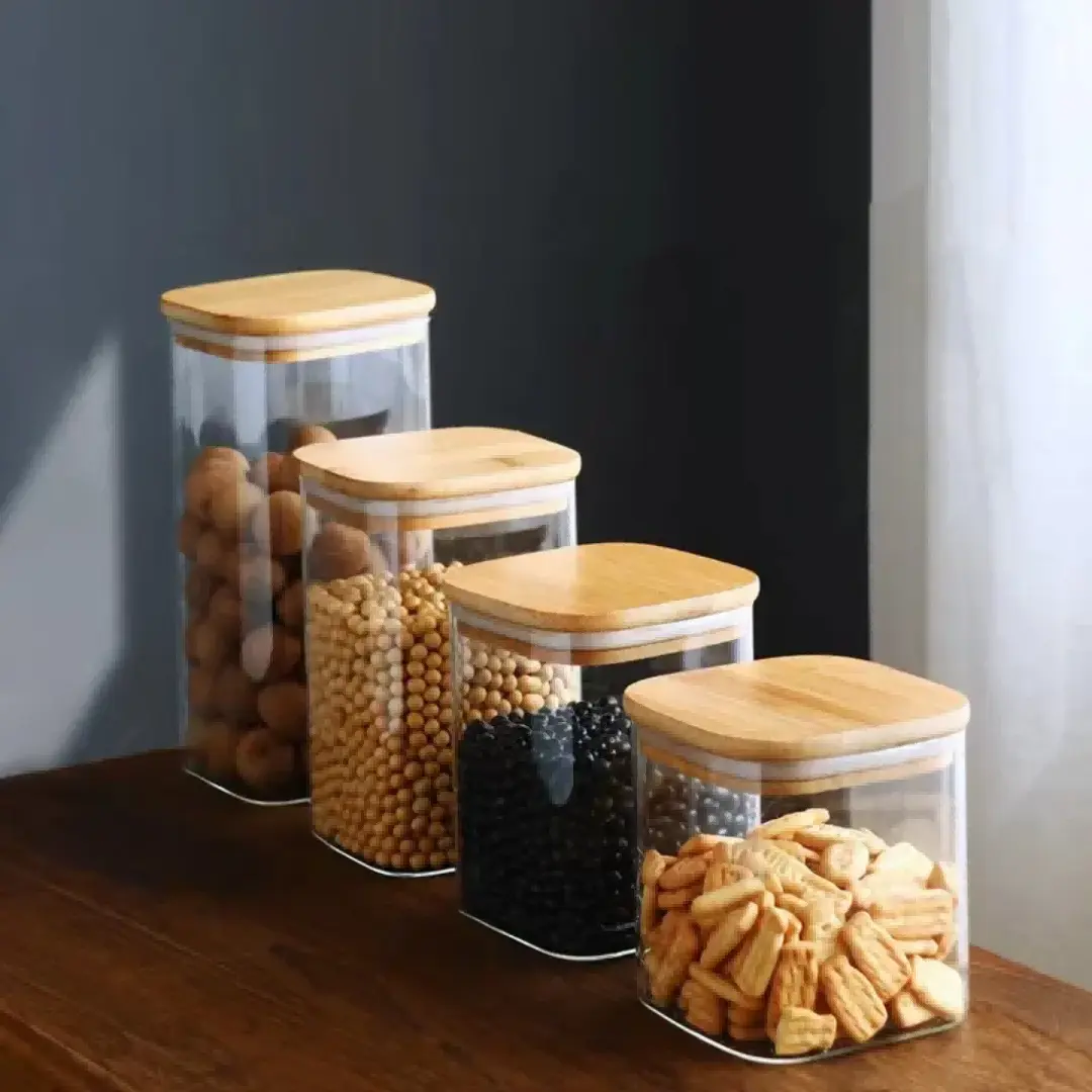 High-boron-silicon glass square storage container