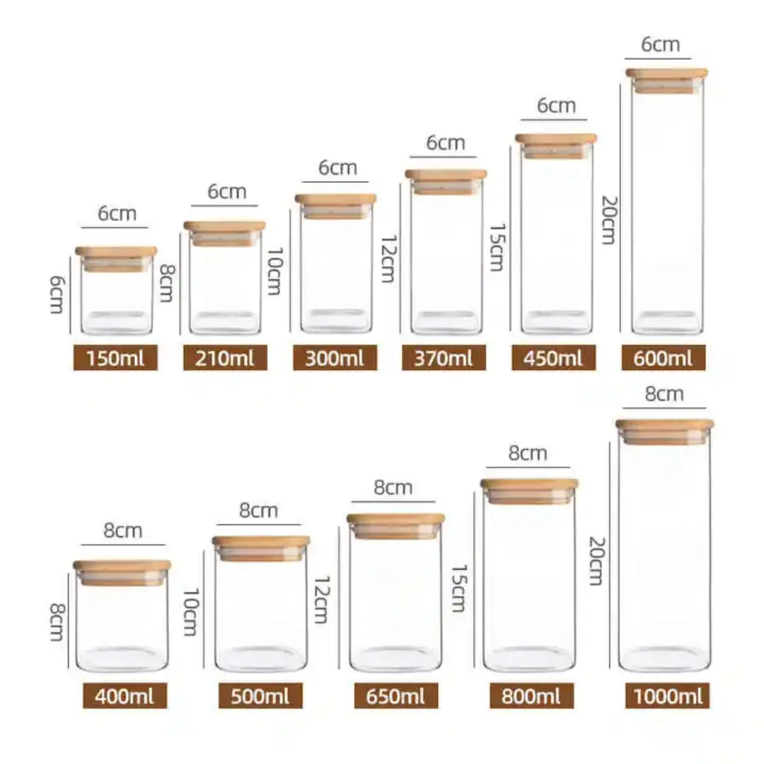 Borosilicate glass square storage jar Borosilicate glass square storage jar