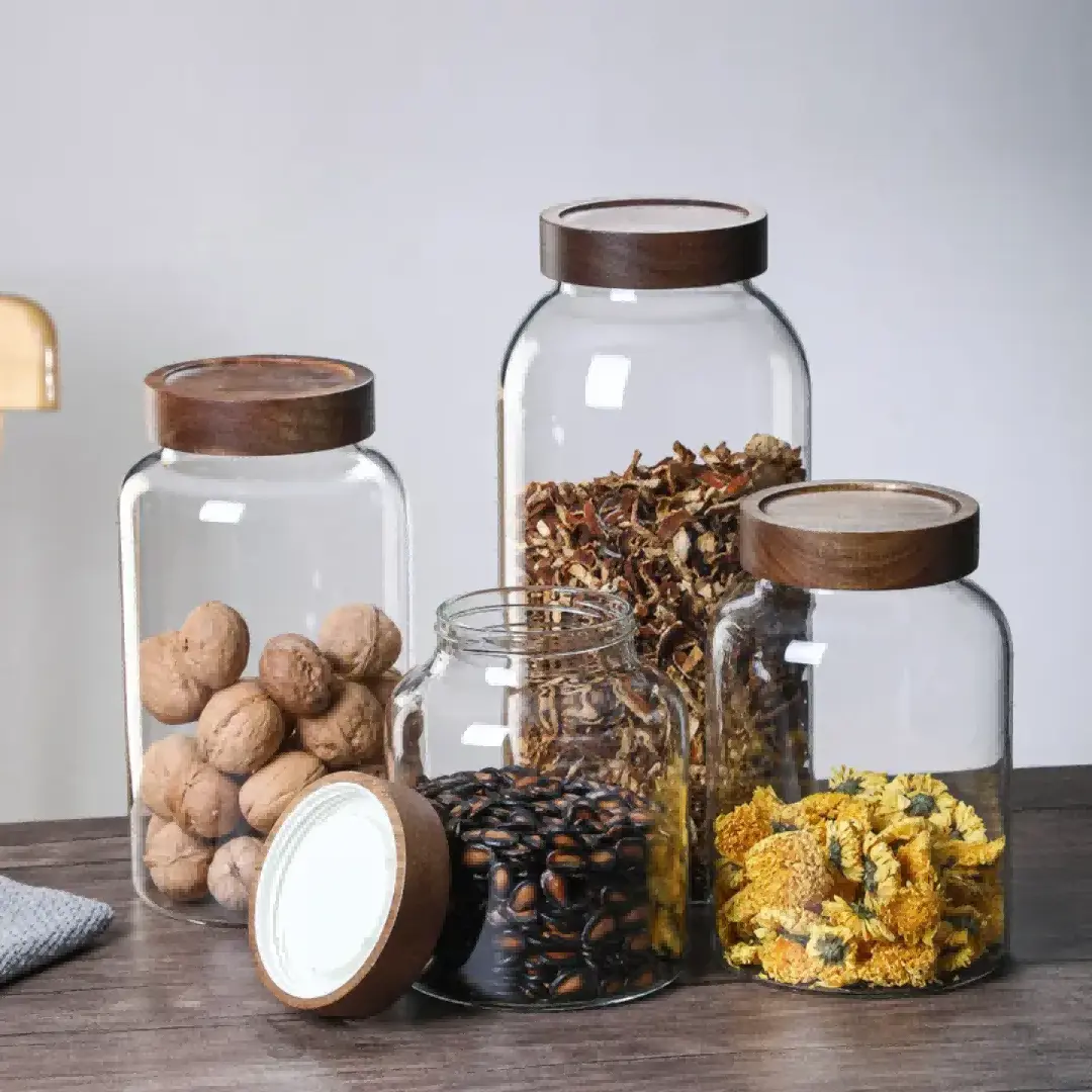 Large Glass Canister with Wood Lid Large Glass Canister with Wood Lid