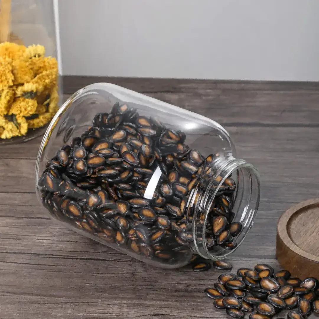 Large Glass Canister with Wood Lid