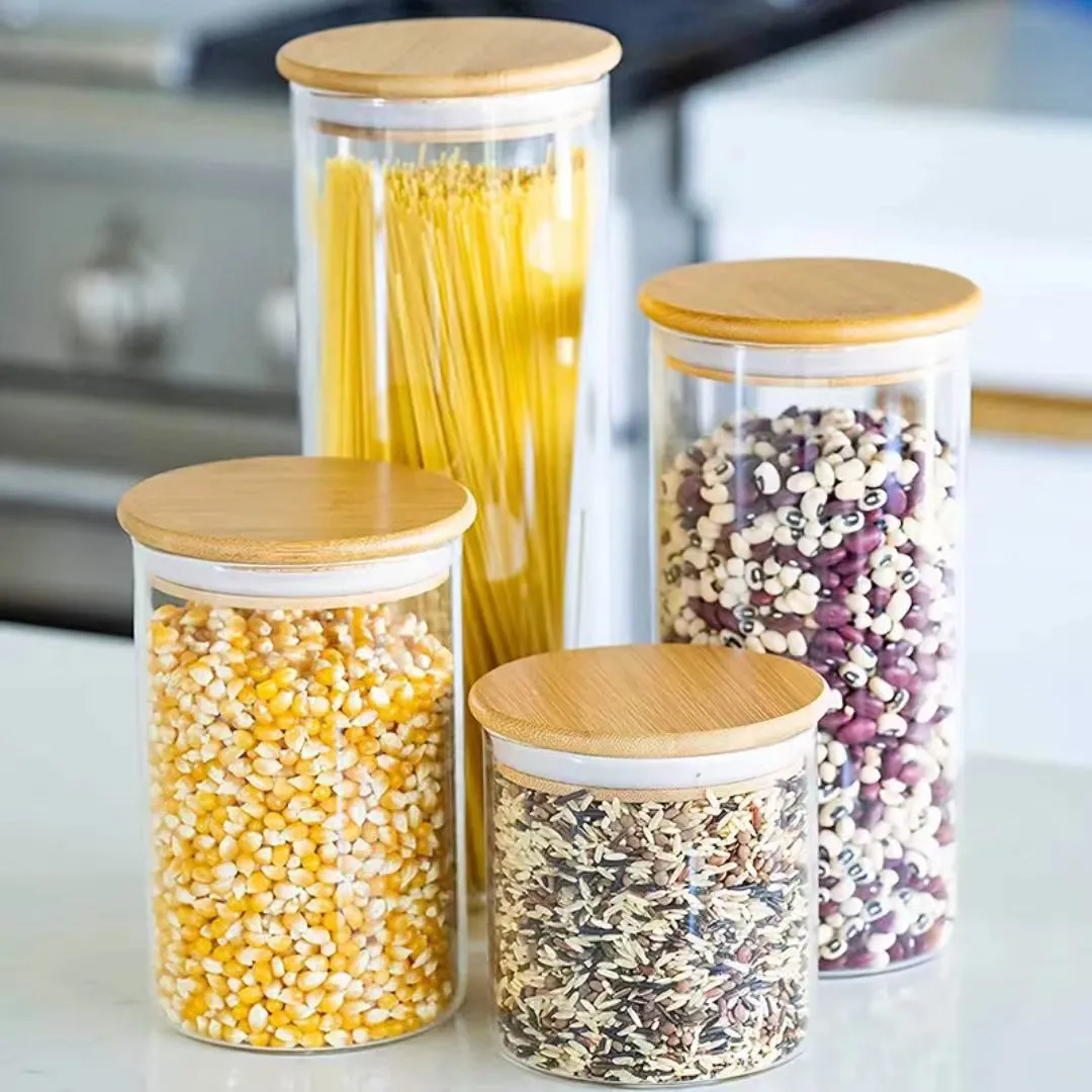 clear glass storage jars