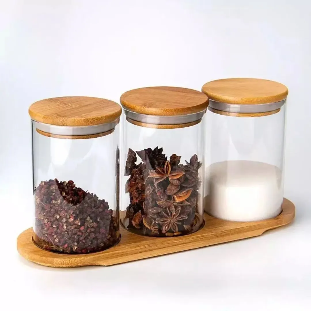 clear glass storage jars