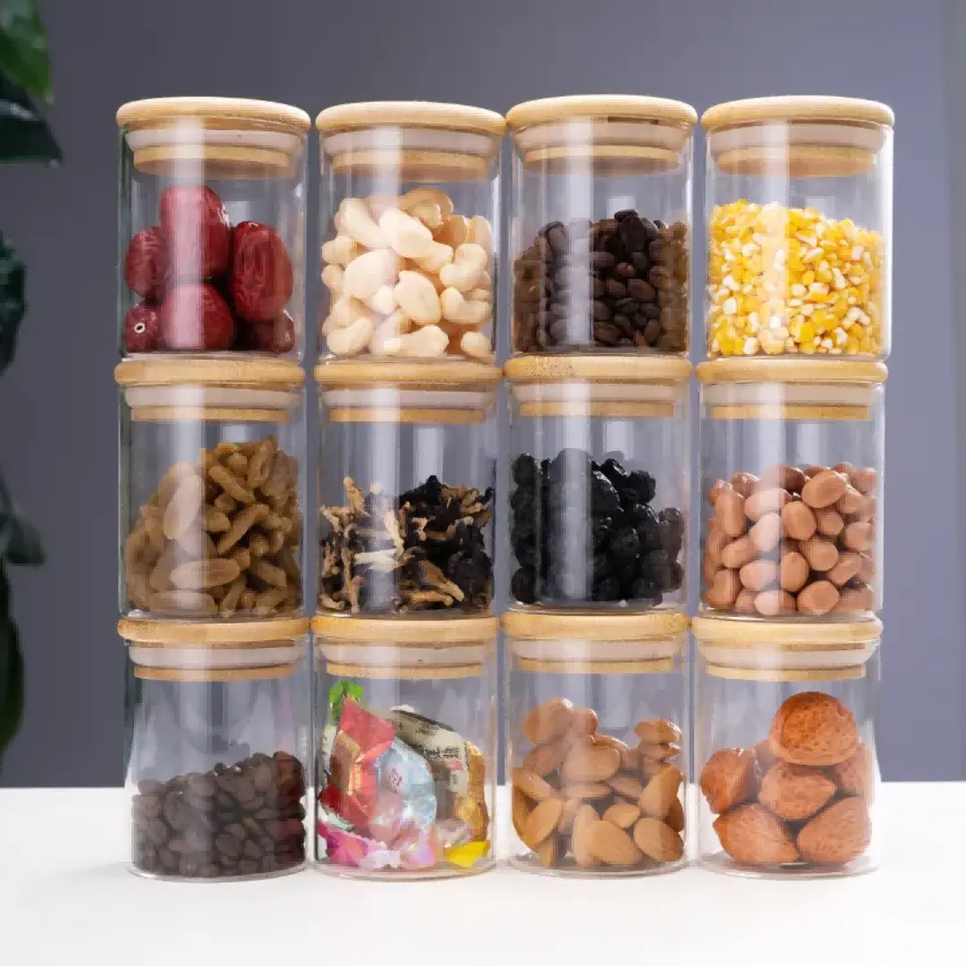 clear glass storage jars