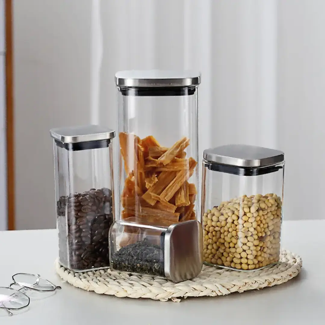 	 clear glass canister set