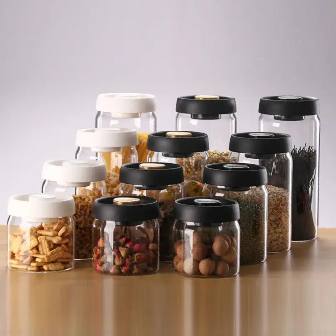 	 glass latch storage jars
