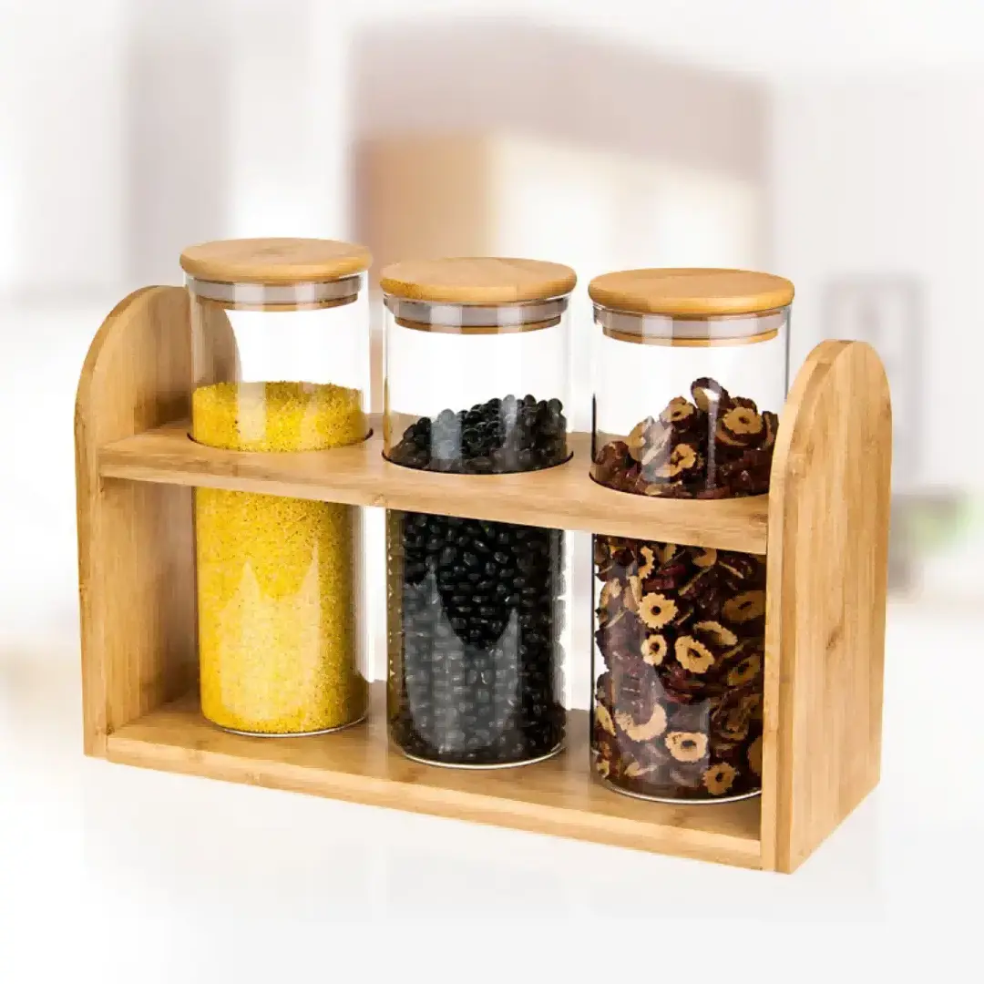 	 clear glass canister set