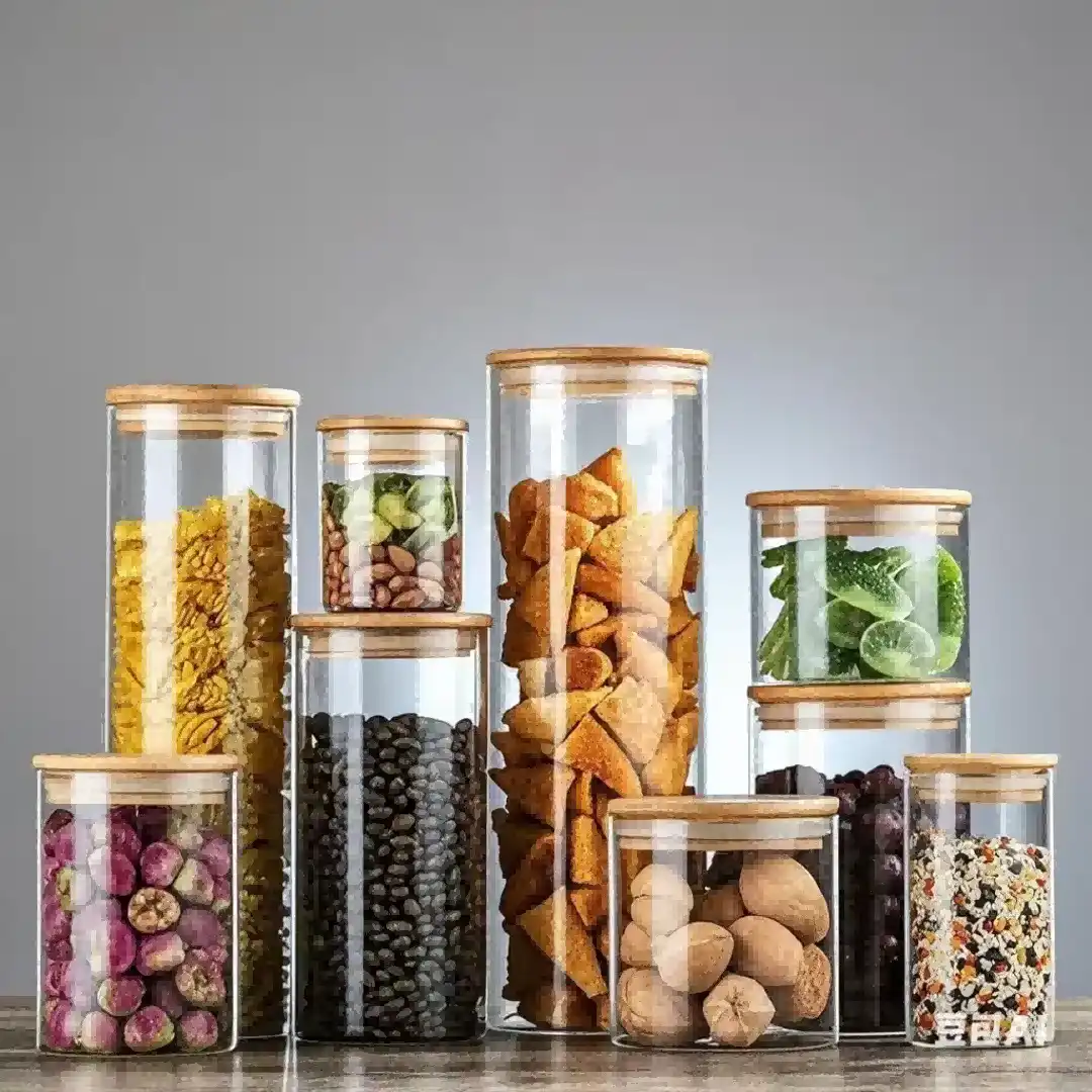 Clear Glass Jar with Wooden Lid